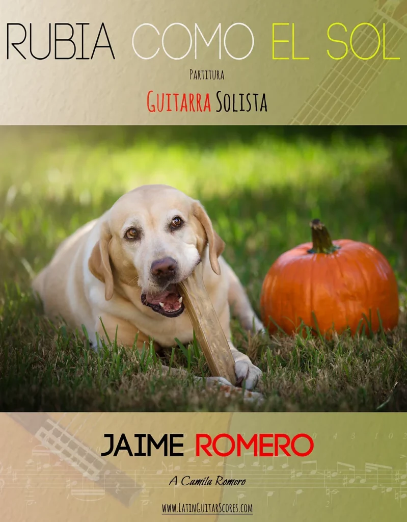 Sheet Music Cover - Rubia como el sol, Solo Guitar Sheet - Jaime Romero